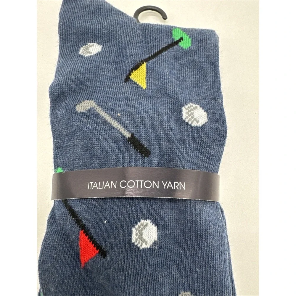 Cremieux Mens Navy Blue Italian Cotton Yarn Socks Golf 6-12 1/2  New